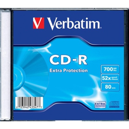 Диск CD-R Verbatim 700Mb 52x Slim case (200шт) (43347)