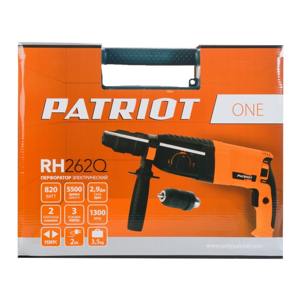 Перфоратор Patriot RH 262Q The One патрон:SDS-plus уд.:2.8Дж 800Вт (кейс в комплекте)