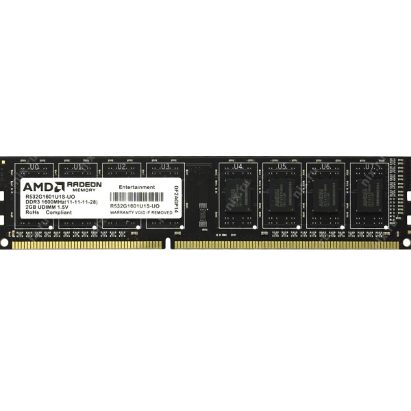 2GB Radeon™ DDR3 1600 DIMM R5 Entertainment Series Black R532G1601U1S-UO Non-ECC, CL11, 1.5V, Bulk (180046)