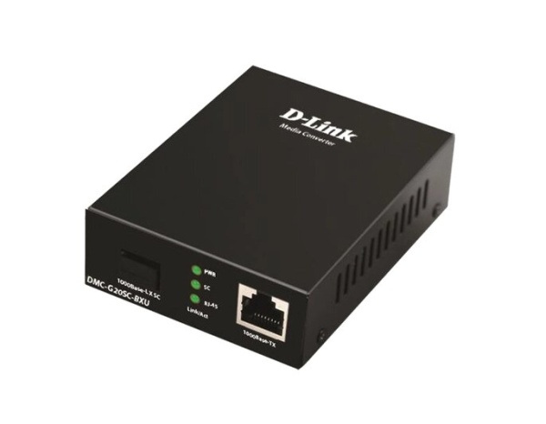 DMC-G20SC-BXU/A1A WDM медиаконвертер с 1 портом 100/1000Base-T и 1 портом 1000Base-LX с разъемом SC (Тx: 1310 нм; Rx: 1550 нм) для одномодового оптического кабеля (до 20 км), (458224)