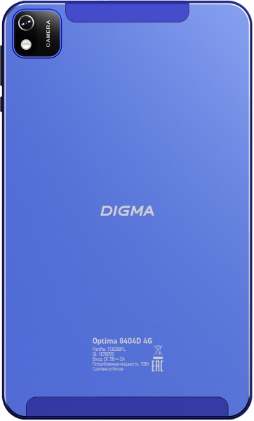 Планшет Digma Optima 8404D 4G Blue 8" (1920x1200), мультитач, Spreadtrum SC9863, 1600 МГц, 4 Гб, 64 Гб, Wi-Fi, Bluetooth, 3G, LTE, GPS, 5.0 млн пикс., Android