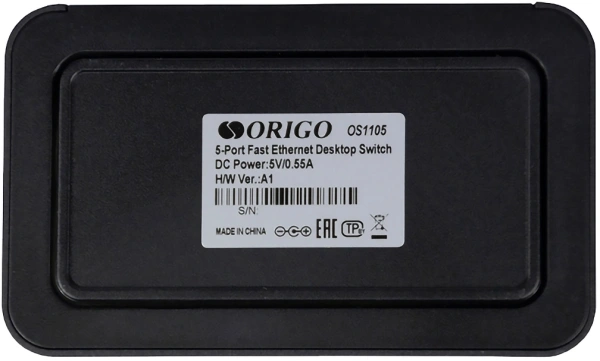 Коммутатор Origo OS1105 неуправляемый c 5 портами 100 Мбит/с в компактном корпусе для настольной установки
