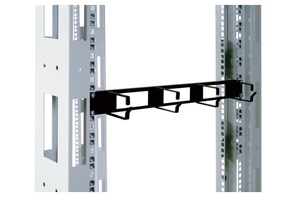 Горизонт. кабельный органайзер ЦМО с окнами 19" 1U, 4 кольца, черный (ГКО-О-4.62-9005)