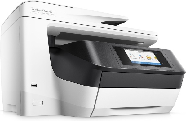 МФУ HP OfficeJet Pro 8730 (D9L20A) (принтер/сканер/копир), факс, цветная печать, A4, двусторонняя печать, планшетный/протяжный сканер, ЖК панель, сетевой (Ethernet), Wi-Fi, AirPrint