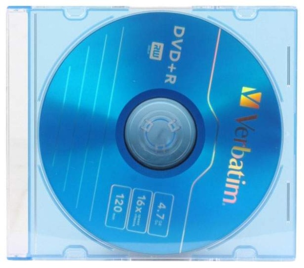 Диск DVD+R Verbatim 4.7Gb 16x Slim case (5шт) Color (43556)