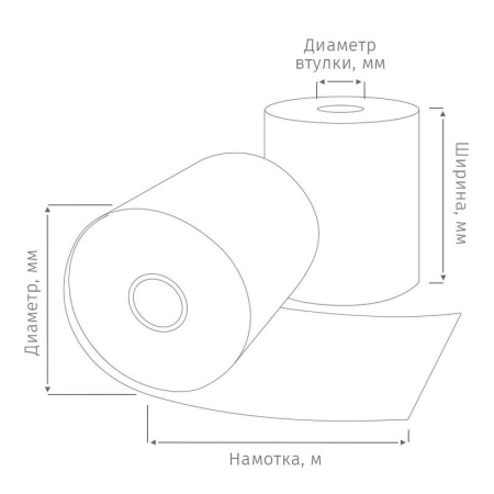 Термобумага в рулоне, ширина 57 (диаметр 43-45 мм, намотка 30 м, втулка 12 мм) 1 шт