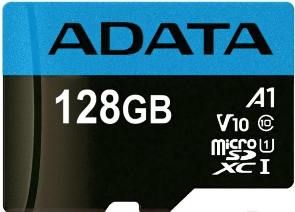 microSDXC 128GB Premier Memory Card AUSDX128GUICL10A1-RA1 UHS-I Class 10/V10 A1, 100/25 MB/s, Adapter,  -25°C + 85°C, RTL (461940)