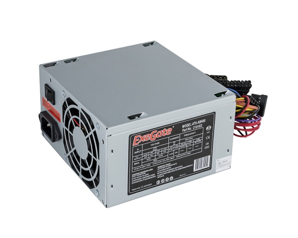 Блок питания EXEGATE EX219183RUS /251760 400W ATX-AB400 OEM, 8cm fan, 24+4pin, 2*SATA, 2*IDE OEM