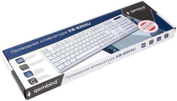 KB-8355U,{USB,белый, 104 кабель 1,5м}