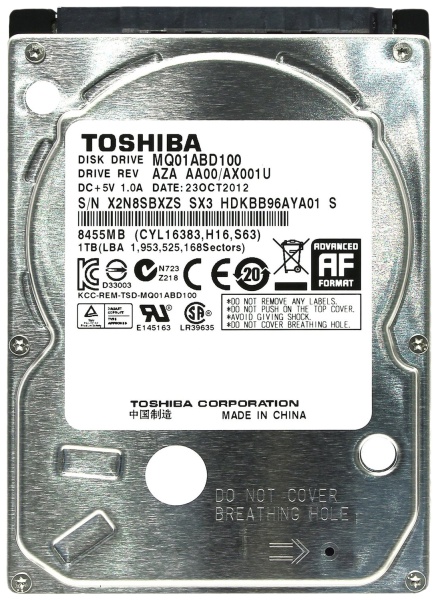 Жёсткий диск 2,5'' 1TB MQ01ABD100 Aquarius, SATA2, 5400rpm, 8mb {50}