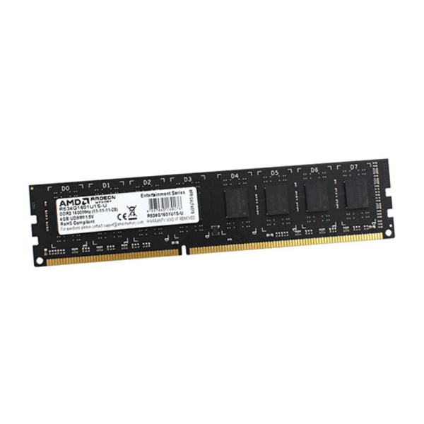 4GB Radeon™ DDR3 1600 DIMM R3 Value Series Black R534G1601U1S-U Non-ECC, CL11, 1.5V, Retail (180176)