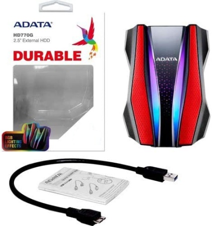2.5" 1TB HD770G [AHD770G-1TU32G1-CRD] USB 3.2 Gen 1, RGB, Military-grade shock-resistance, Protect Water and Dust IP68, Gaming Stockpile, Red, RTL {20} (772233)
