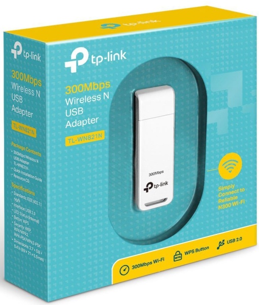 Сетевой адаптер WiFi TP-Link TL-WN821N N300 USB 2.0 (ант.внутр.)