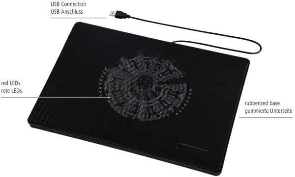 Подставка для ноутбука Hama Slim (00053067) 15.6"335x236x30мм 33дБ 1x 160ммFAN 518г пластик черный