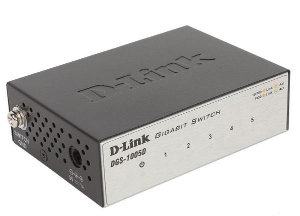 DES-1005C/B1A "L2 Unmanaged Switch with 5 10/100Base-TX ports.2K Mac address, Auto-sensing, 802.3x Flow Control, Stand-alone, Auto MDI/MDI-X for each port, Plastic case.Manual + External Power Supply included." (418785)
