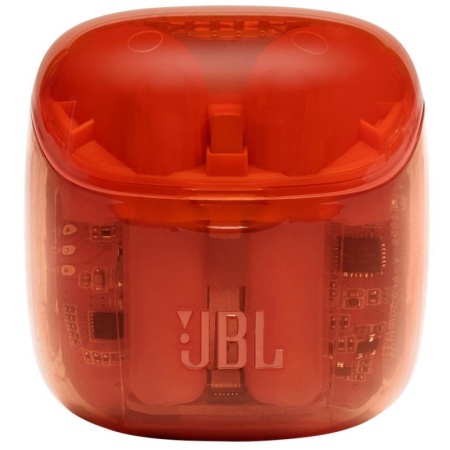 Гарнитура вкладыши JBL T225 TWS прозрачный/оранжевый беспроводные bluetooth в ушной раковине (JBLT225TWSGHOSTORG)