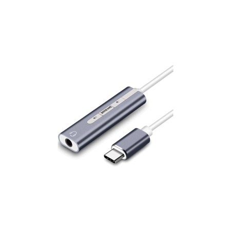 AU-05PL, Адаптер USB to Audio (звуковая карта), jack 3.5 mm (4-pole) для подключения телефонной гарнитуры к порту USB Type-C, кнопки: громкость +/-, играть/пауза/вперед/назад; Windows/Linux/MAC