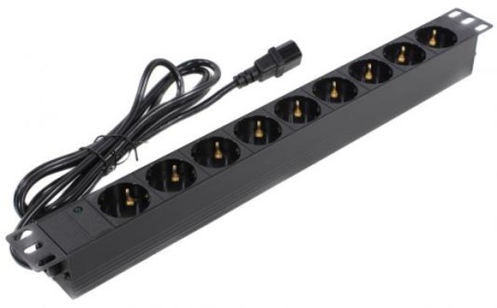 EX280852RUS ServerPro PDU-19H906 Al-9S-C14-2.5, 19",1U,алюм, 9Schuko, кабель с C14 2.5м