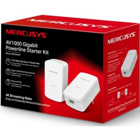 Сетевой адаптер Powerline Mercusys MP500 KIT Gigabit Ethernet (упак.:2шт)