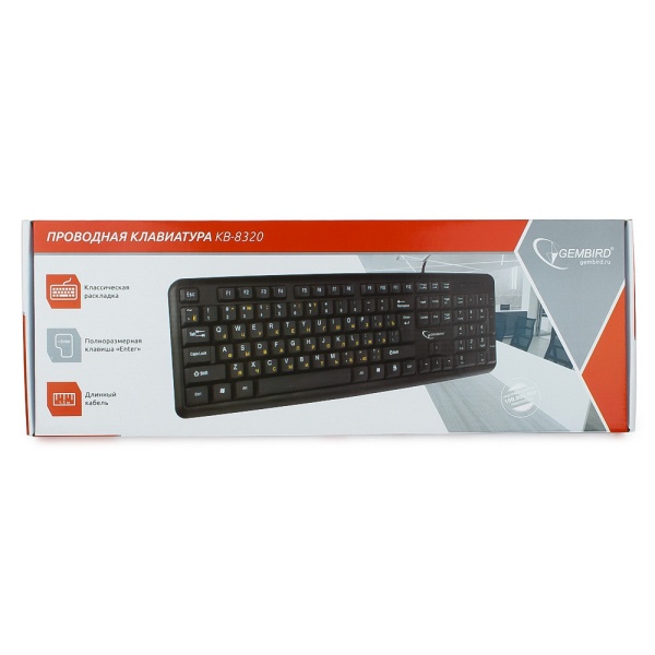 Клавиатура Gembird KB-8320U-BL, черный, USB, 104