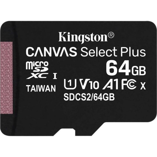 Флеш карта microSDXC 64Gb Class10 Kingston SDCS2/64GB CanvSelect Plus + adapter