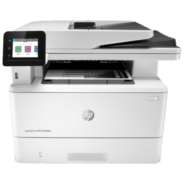 Принтер HP LaserJet Pro M428fdn (W1A29A/W1A32A) МФУ (принтер/сканер/копир), факс, лазерная черно-белая печать, A4, двусторонняя печать, планшетный/протяжный сканер, ЖК панель, сетевой (Ethernet), AirPrint