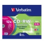 Диск CD-RW Verbatim 700Mb 12x Slim case (5шт) Color (43167)