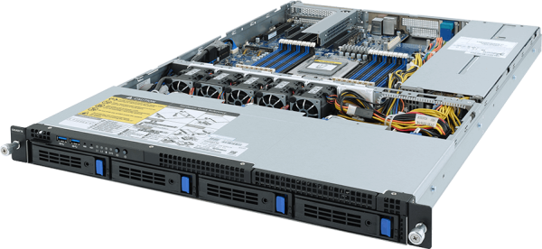 Gigabyte R152-Z30 1U, SP3, встроен в процессор, 16 x DDR4, 4 x 2.5"/3.5" SATA, 2xGigabit Ethernet (1000 Мбит/с), 650 Вт