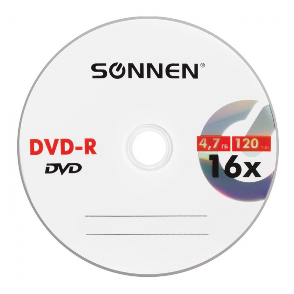 DVD-R SONNEN 4,7Gb 16x Slim Case (1 штука), 512575