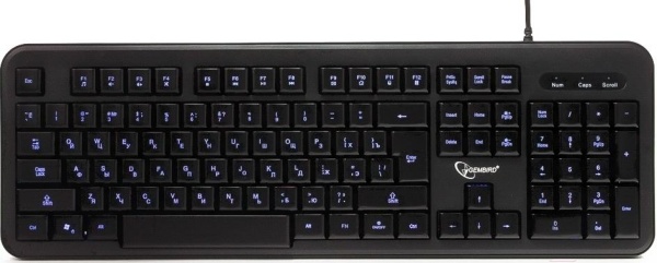Клавиатура KB-200L, USB, черн, 104кл, подсвет белая, каб 1.45м (209913)