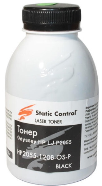 Тонер Static Control HP2055-120B-OS черный флакон 120гр. для принтера HP LJ P2035/2055
