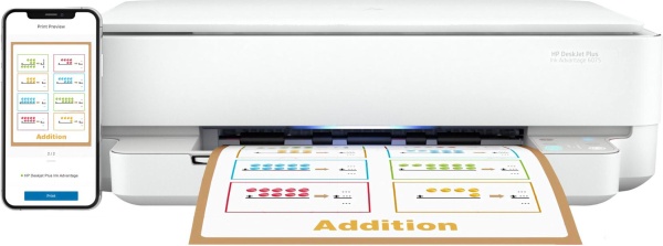 МФУ HP DeskJet Plus Ink Advantage 6075 (5SE22C) (принтер/сканер/копир), цветная печать, A4, двусторонняя печать, планшетный сканер, Wi-Fi