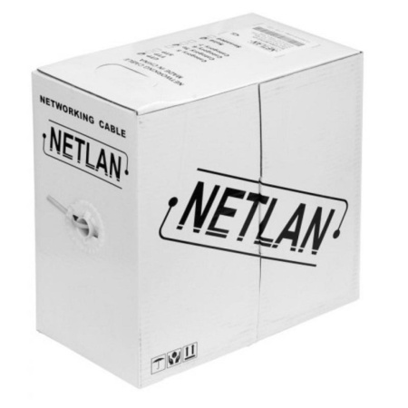 Кабель NETLAN UTP 4 пары, Кат.5e, внутренний, PVC, одножильный (медь), 100МГц, серый 305 м