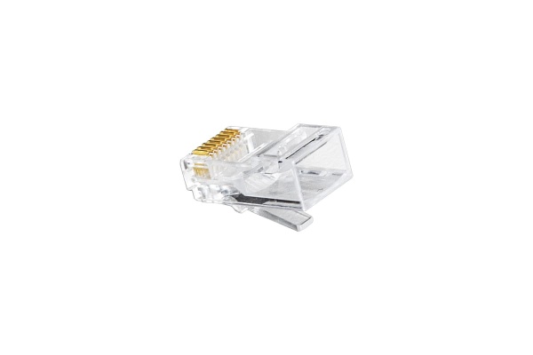Коннектор PL45-C5-8P8C-SH-100 RJ-45 Кат.5e (8P8C) под одножильный кабель, экранированный, золотое напыление, 100 шт.
