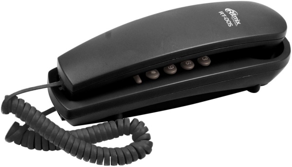 RT-005 black {проводной телефон, повторный набор номера, настенная установка, кнопка выключения микрофона, регулятор громкости звонка}