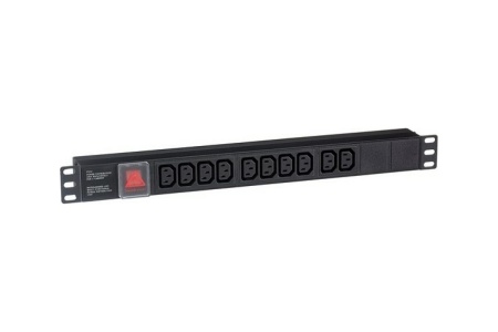 EX280859RUS Блок розеток ServerPro PDU-19H001 Al-10С13-C14-SW, 1U, Алюм., 10 IEC 320 C13, С14