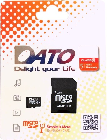 Карта памяти Dato microSDHC DTTF016GUIC10 16GB (с адаптером)
