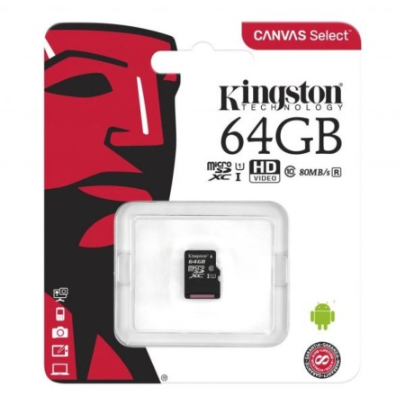 Флеш карта microSDXC 64Gb Class10 Kingston SDCS2/64GBSP Canvas Select Plus w/o adapter
