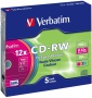 Диск CD-RW Verbatim 700Mb 12x Slim case (5шт) Color (43167)