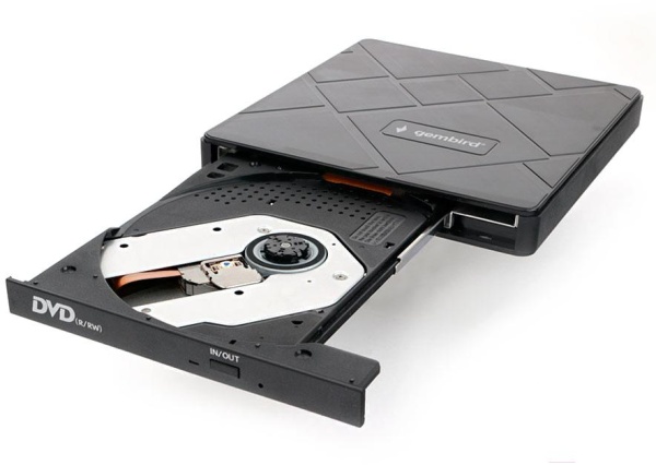 Внешний DVD-привод DVD-USB-04 USB 3.0 со встроенным и хабом пластик, черный (271668)