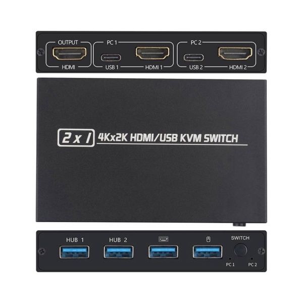KVM-121/B1A  2-портовый KVM-переключатель с портами VGA и PS/2 (кабели в комплекте) {40} (449185)