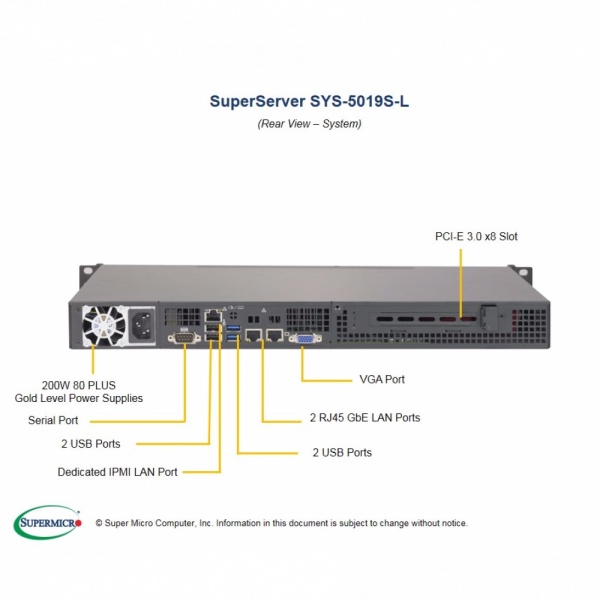 Платформа SuperMicro SYS-5019S-L RAID 1x200W