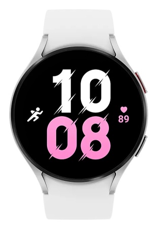 Galaxy Watch 5 44мм 1.4" AMOLED корп.серебристый рем.белый (SM-R910NZBAMEA)