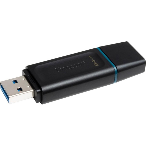 Флеш Диск Kingston 64Gb DataTraveler Exodia DTX/64GB USB3.1 черный/голубой