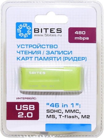 RE2-102GR (RE-102GR) Устройство ч/з карт памяти USB2.0 / ALL-IN-ONE / USB PLUG / GREEN