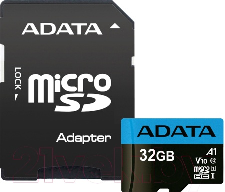 microSDHC 32GB Premier Memory Card AUSDH32GUICL10A1-RA1 UHS-I Class 10/V10 A1, 100/20 MB/s, Adapter, -25°C + 85°C, RTL (461926)