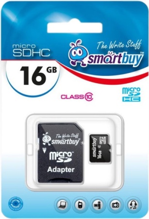 Карта памяти SmartBuy SB16GBSDCL10-01-BTS microSDHC 16GB + адаптер