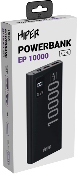 Мобильный EP 10000 10000mAh 3A QC PD 2xUSB белый (EP 10000 WHITE)