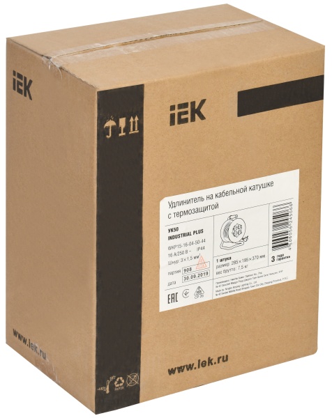 WKP16-16-04-50-44 Катушка УК50 на мет с т/з 4 места 2 Р + P Е /50м КГ 3х1,5мм2 IP44 "Professional"