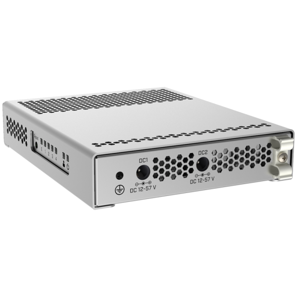 CRS305-1G-4S+IN  Cloud Router Switch 305-1G-4S+IN with 800MHz CPU, 512MB RAM, 1xGigabit LAN, 4xSFP+ cages, RouterOS L5 or SwitchOS (dual boot), metallic desktop case, PSU (002136) {20}